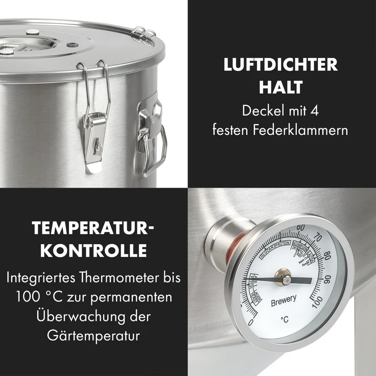 Klarstein Gärkeller Pro XL Maischekessel, Fermentierkessel, Bier brauen, 60 Liter Fassungsvermögen, Hefeablassventil, 304-Edelstahl, silber – Bild 7