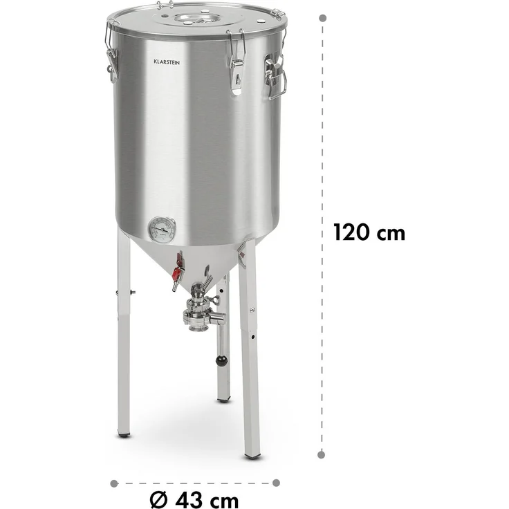 Klarstein Gärkeller Pro XL Maischekessel, Fermentierkessel, Bier brauen, 60 Liter Fassungsvermögen, Hefeablassventil, 304-Edelstahl, silber – Bild 10