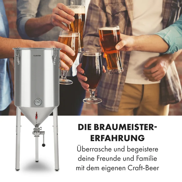 Klarstein Gärkeller Pro XL Maischekessel, Fermentierkessel, Bier brauen, 60 Liter Fassungsvermögen, Hefeablassventil, 304-Edelstahl, silber – Bild 2