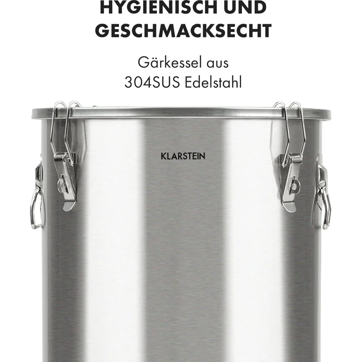 Klarstein Gärkeller Pro XL Maischekessel, Fermentierkessel, Bier brauen, 60 Liter Fassungsvermögen, Hefeablassventil, 304-Edelstahl, silber – Bild 6