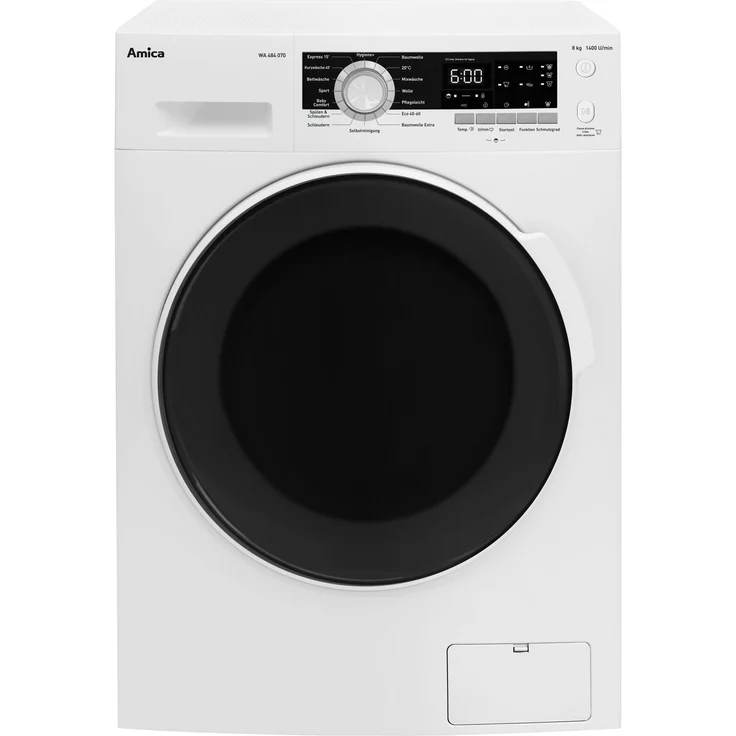 Amica WA 484 070, Frontlader-Waschmaschine, B, Fassungsvermögen 8 kg, Standgerät, Breite 59,5 cm, Nachlegefunktion, 16 Programme – Bild 3