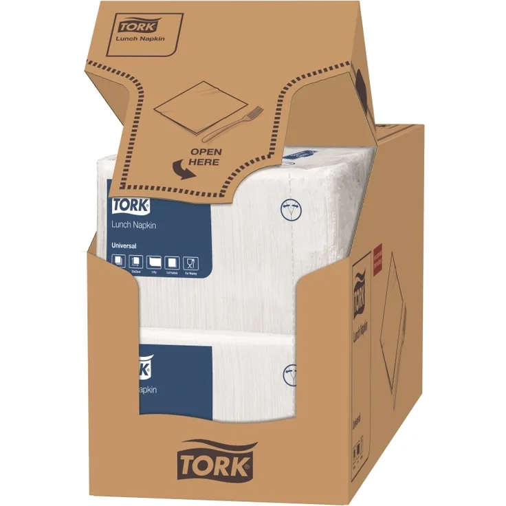 Tork 509300 Lunchservietten 32,5 x 32,5 cm weiß 1-lagig, 8 x 500 Stück-Karton