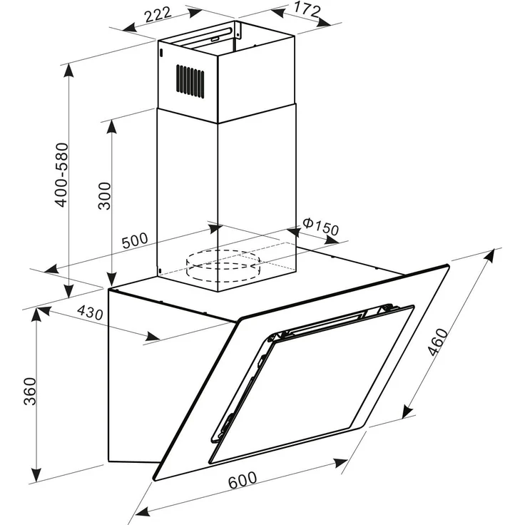 Klarstein Eleonora 60 Dunstabzugshaube Touch-Panel Ambiente-Licht EEK A++ – Bild 9
