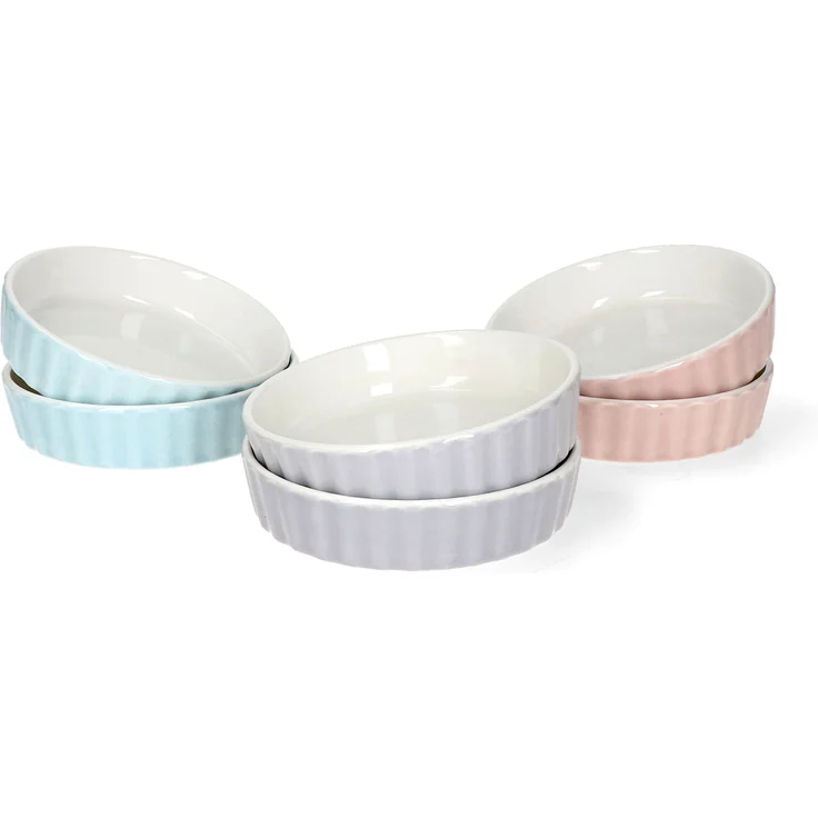 6x Schälchen Emilia 140ml Porzellan rosa türkis grau Mini-Backform Auflaufform – Bild 1