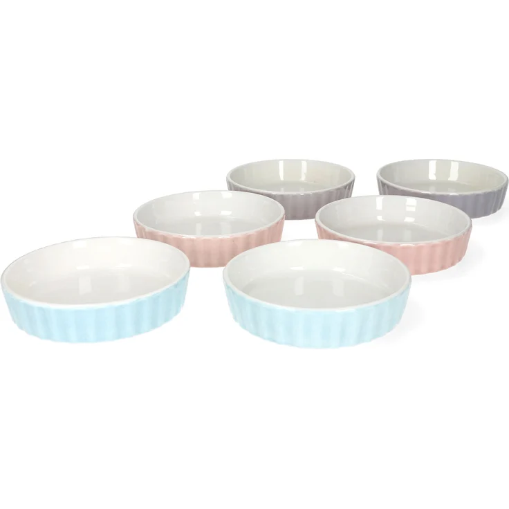 6x Schälchen Emilia 140ml Porzellan rosa türkis grau Mini-Backform Auflaufform – Bild 2