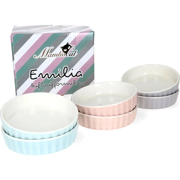 6x Schälchen Emilia 140ml Porzellan rosa türkis grau Mini-Backform Auflaufform – Bild 3