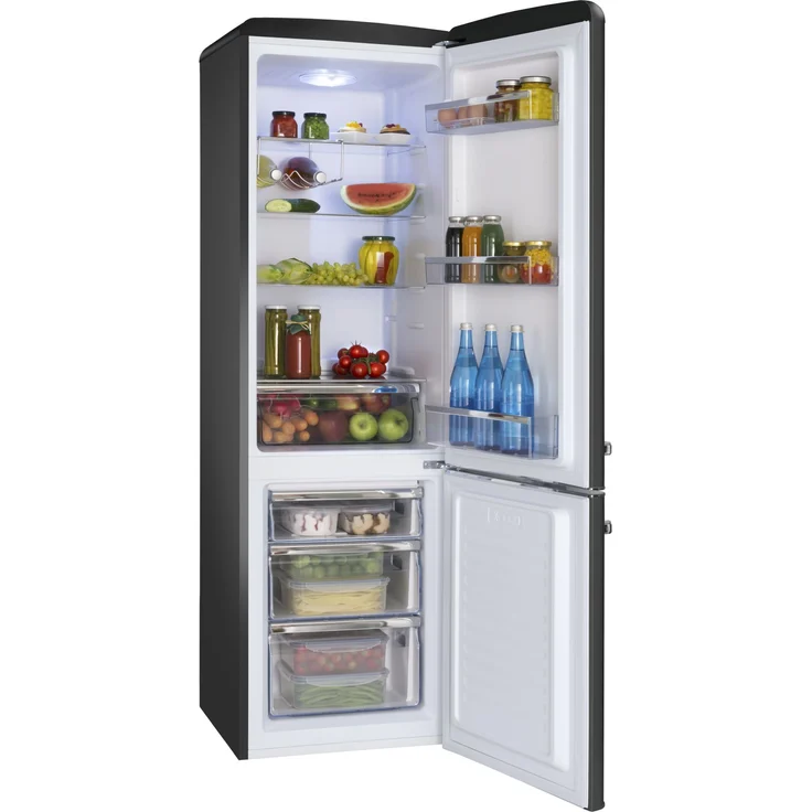 Amica KGCR 387 100 MS Kühl-Gefrierkombination im Retro Design, freistehend, schwarz, Abtauautomatik, LED, Breite 55 cm – Bild 5