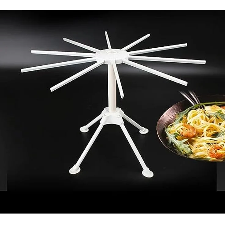 Penelife Nudeltrockner mit 10 ausziehbaren Armen – Faltbarer Pastaständer für bis zu 2 kg Nudeln, weiß – Bild 4