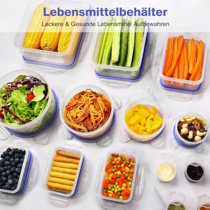 YASHE Frischhaltedosen-Set SE-32PCS, 32-teilig, 9,3 L, transparent, luftdicht und spülmaschinengeeignet – Bild 7