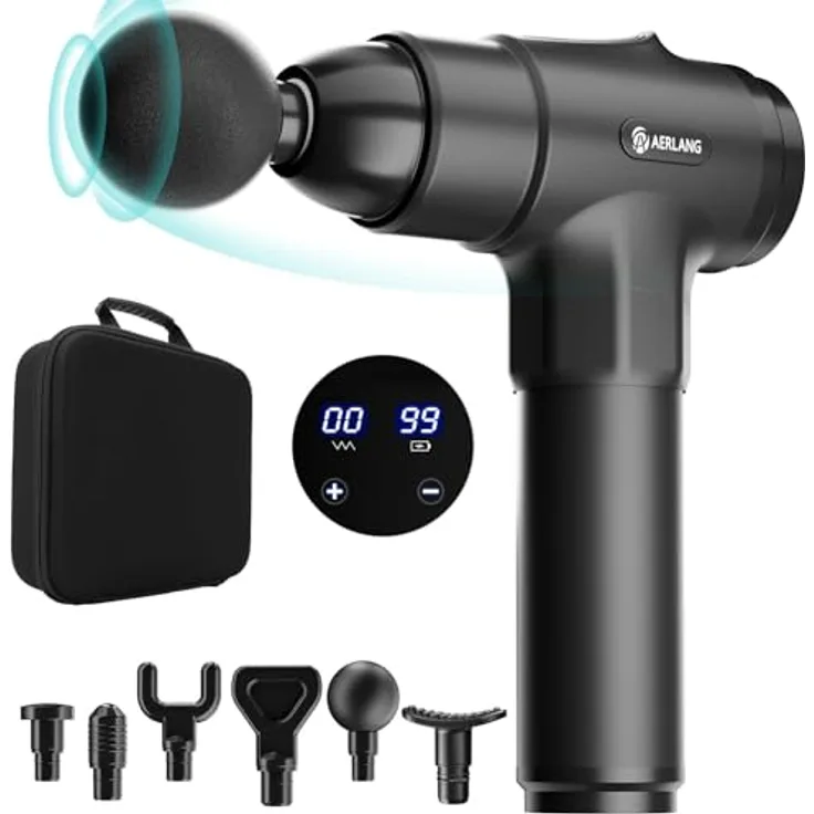AERLANG Massagepistole, Tiefengewebe Massagegerät mit LCD-Touchscreen, 20 Geschwindigkeitsstufen, Geschenkset mit Tragetasche
