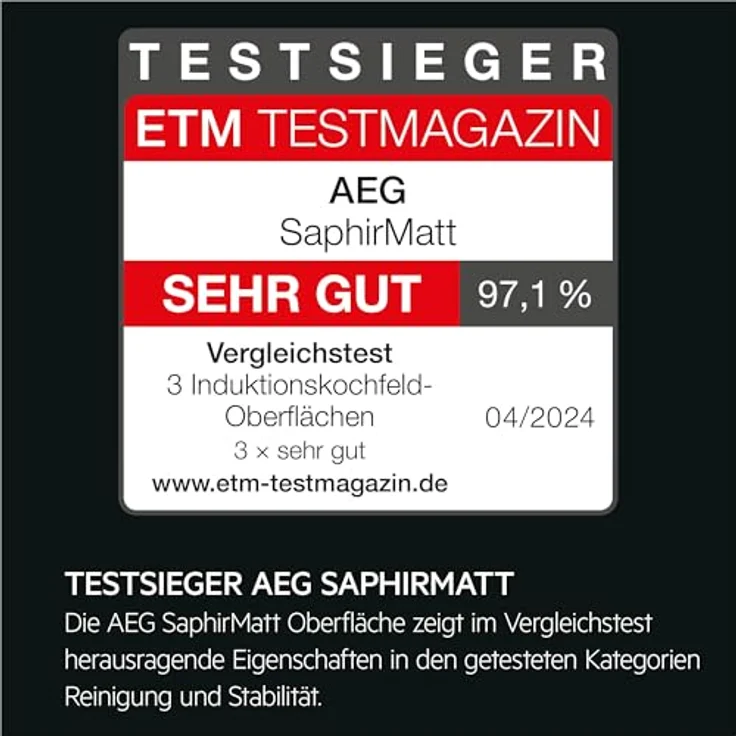 AEG Induktions-Kochfeld Serie 6000 TK85IM0FSZ, SaphirMatt, mit Bridge-Funktion – Bild 2