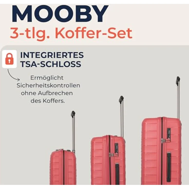 Travelite Koffer Set MOOBY 3-teilig S/M/L, kratzfeste Hartschale aus recyceltem Material, 55/66/77 cm, 4 Doppelrollen & TSA-Schlösser – Reisekoffer, Trolley, Handgepäck – Bild 2
