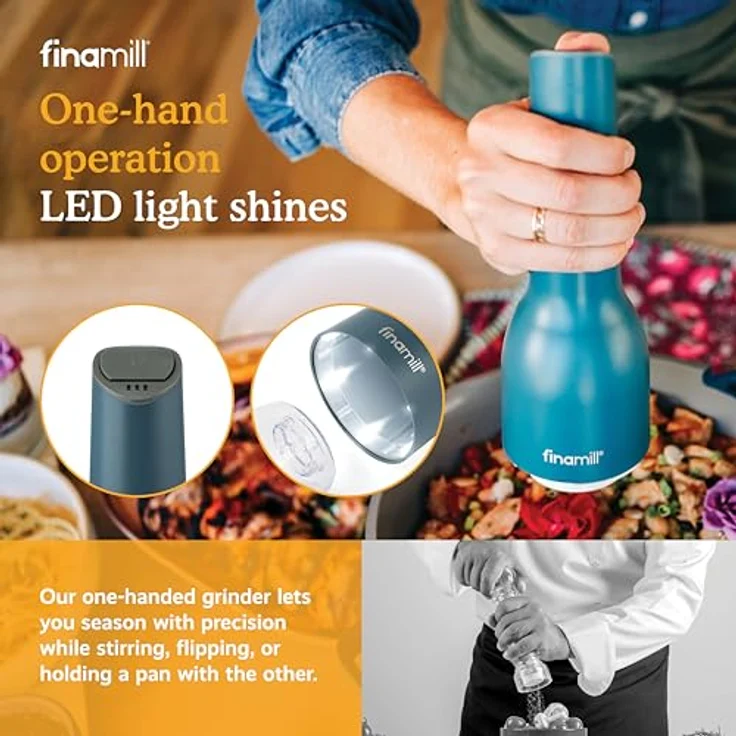 Finamill elektrische Gewürzmühle, wiederaufladbar mit 2 FinaPods und verstellbarem Keramik-Mahlwerk – Bild 2