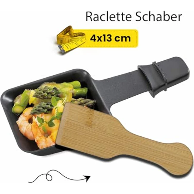 hausleben 8er Set Raclette-Schaber, Bambus Holzschaber 13 x 4 cm, kratzfrei und hitzebeständig für beschichtete Pfännchen – Bild 3