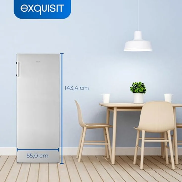 Exquisit Vollraumkühlschrank KS5320-V-H-010E inoxlook | 242 l Nutzinhalt | LED-Beleuchtung | 5 Glasablagen | Ohne Gefrierfach – Bild 4