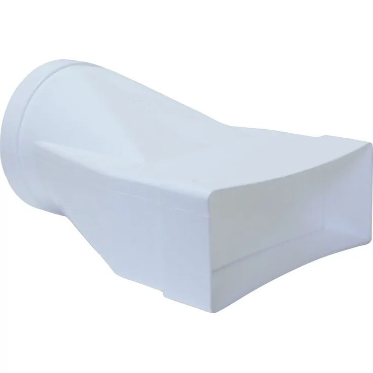 Airtec Flachkanal 220x90mm auf Ø 150mm, Umlenkstück von eckig auf rund, weiß, für leistungsstarke Geräte geeignet