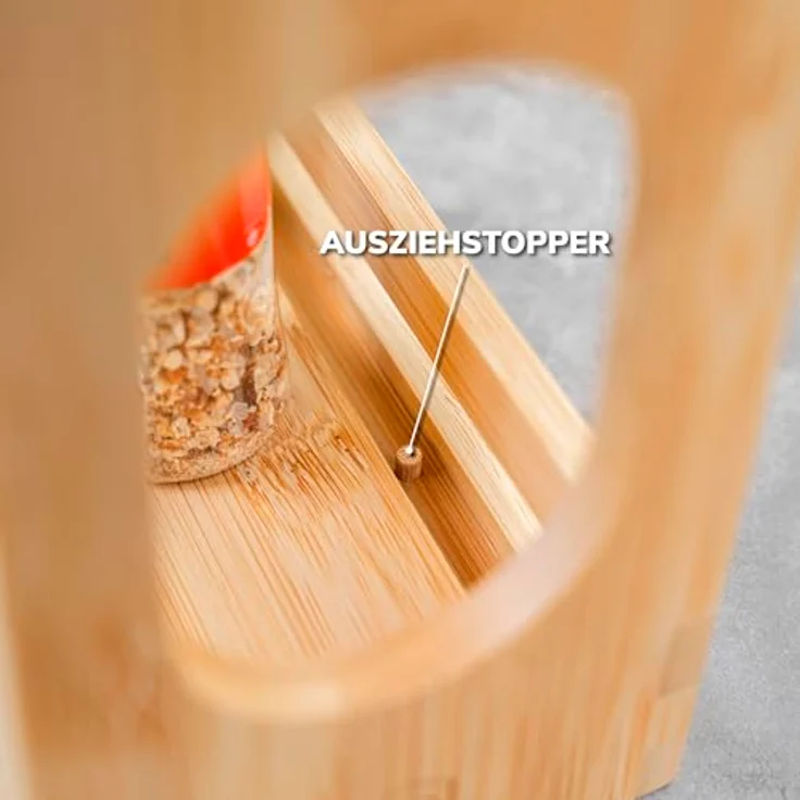 eluno Gewürzregal ausziehbar mit 2 Etagen aus Bambus 29 x 10 x 24,5 cm, praktischer Schrankorganizer in warmem Naturton – Bild 9