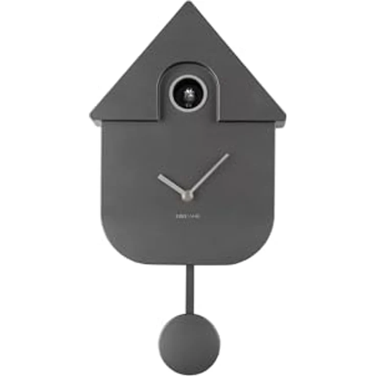 Karlsson Kuckucksuhr Modern Cuckoo Metallic, graue Wanduhren mit Rechteck-Design, 21.5x8.5x41cm, Thermoplast, für modernes Wohnzimmer – Bild 4