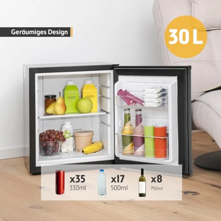 TZS First Austria Minikühlschrank | Lautlos & Energieeffizient | Wechselbarer Türanschlag | LED-Beleuchtung | 30L – Bild 3