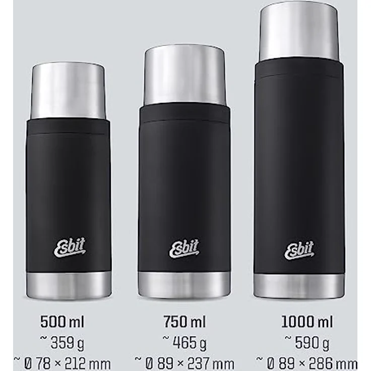 Esbit Isolierflasche Sculptor | Edelstahl | BPA-Frei | Schwarz | 1L & mehr | Reise, Büro, Picknick | Wasser, Tee, Kaffee – Bild 6