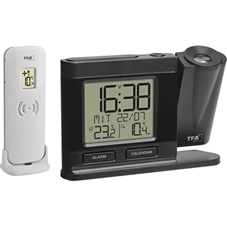 TFA Projektionswecker, Funkwecker mit 270° rotierbarem Display und Temperaturanzeige – Bild 1