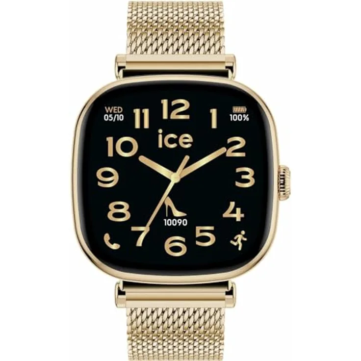 ICE-WATCH Smart Watch ICE smart SQ 2.0, Gold mit 1,20 Zoll AMOLED-Display, GPS, Herzfrequenzmesser und Musikplayer