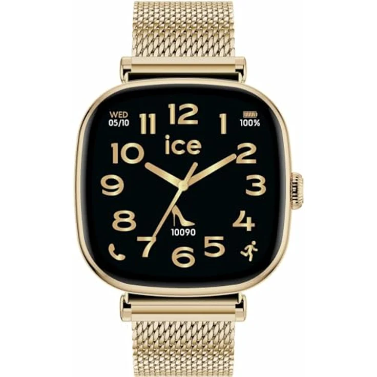 ICE-WATCH Smart Watch ICE smart SQ 2.0, Gold mit 1,20 Zoll AMOLED-Display, GPS, Herzfrequenzmesser und Musikplayer