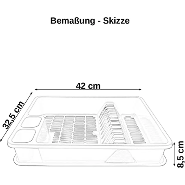 Engelland Abtropfgestell, Abtropfgitter, Farbe: Silber-Grau, Geschirrständer, Küche, Abtropfschale, Geschirrkorb, Abtropfkorb, aus Kunststoff, für bis zu 11 Teller, L 42 x B 32,5 x H 8,5 cm – Bild 4