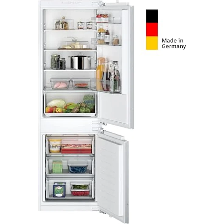 SIEMENS KI86NNFE0, iQ100, Einbau-Kühl-Gefrier-Kombination, 177,5 x 56 cm Nische, 184 L Kühlen + 76 L Gefrieren, noFrost, freshBox, schnelles Kühlen, sehr Leise, Flachscharnier - Made in Germany – Bild 2