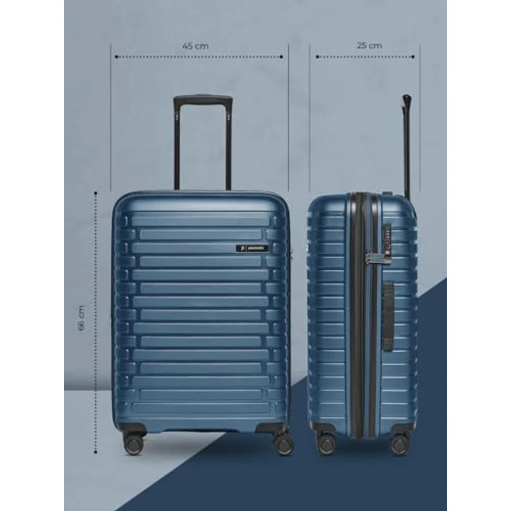 Pactastic Collection 04 THE MEDIUM, 4 Rollen Trolley M 66 cm mit Dehnfalte, blau-metallic, 100% Polypropylen – Bild 8