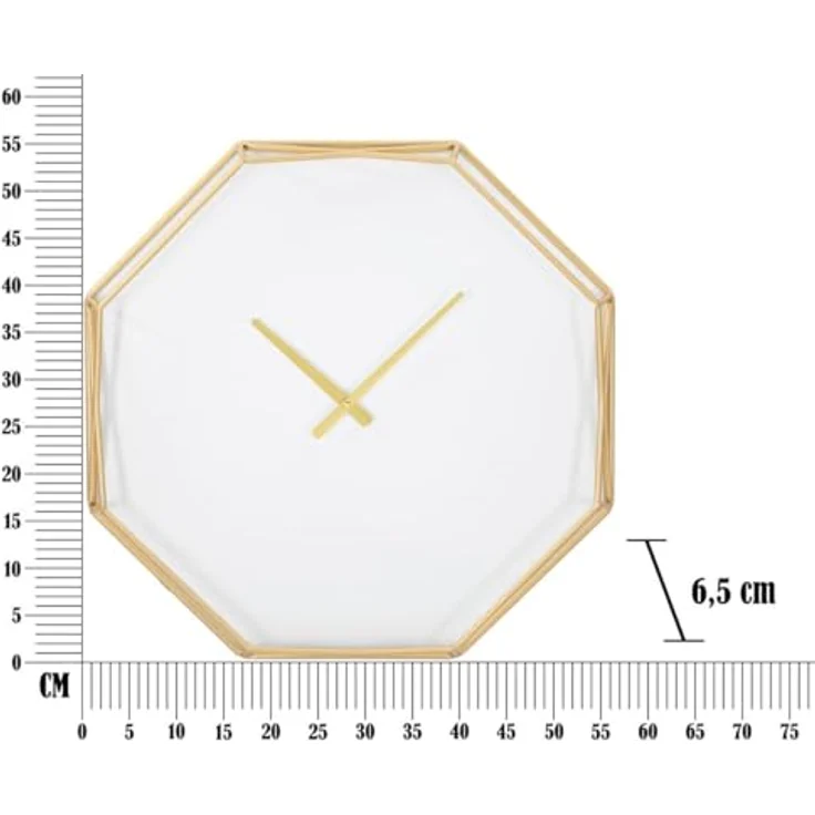 Mauro Ferretti Wanduhr y Octagonal, elegante Wanduhr aus goldenem Metall mit weißem Ziffernblatt, 56 cm quadratisch – Bild 6