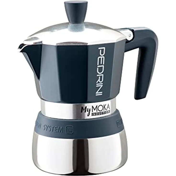 Pedrini MyMoka - Aluminium Induktion poliert - grauer Ring 3 Tassen – Bild 2
