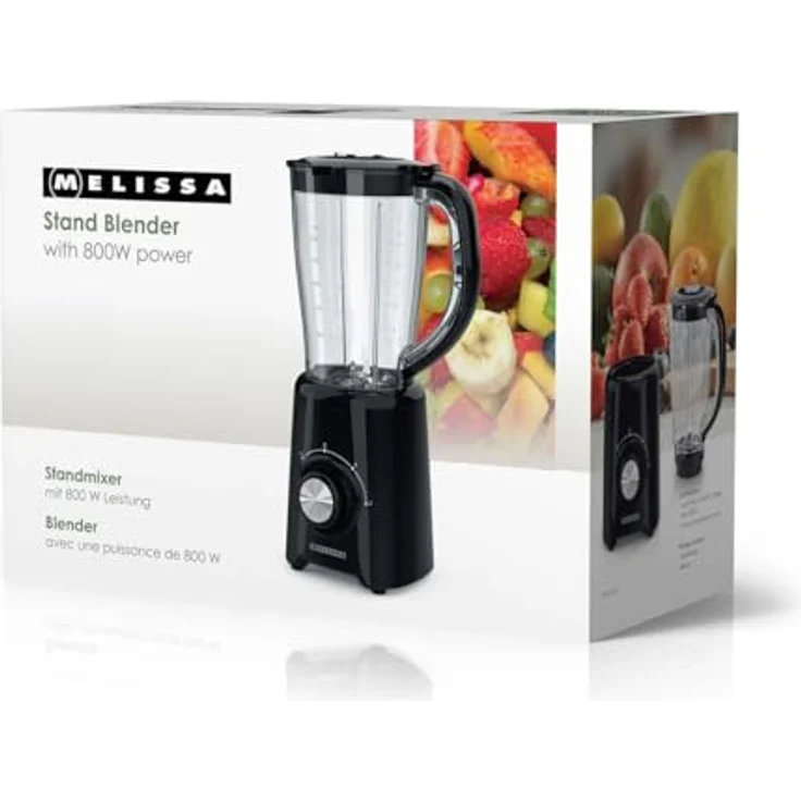 MELISSA Standmixer 800 W, 1,5 Liter, 2 Geschwindigkeiten + Pulse, 4 Edelstahlklingen, Kunststoffbehälter – Bild 9