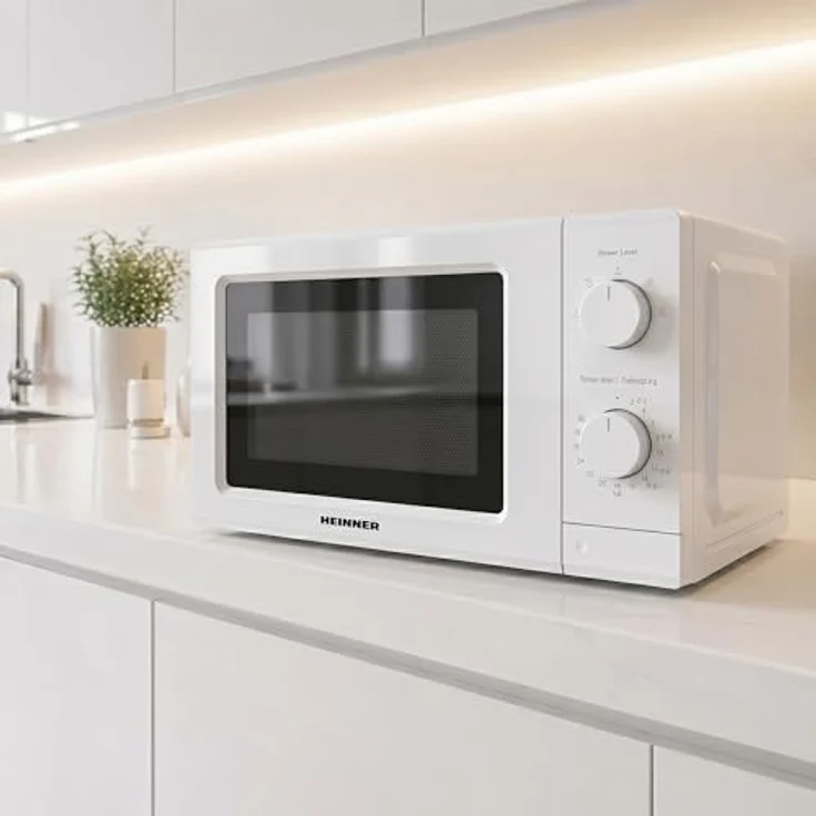Heinner HMW-MD20IVWH, Freistehende Mikrowelle 19 L, 700 W, 5 Leistungsstufen, Timer, Auffaufunktion, Weiß – Bild 6