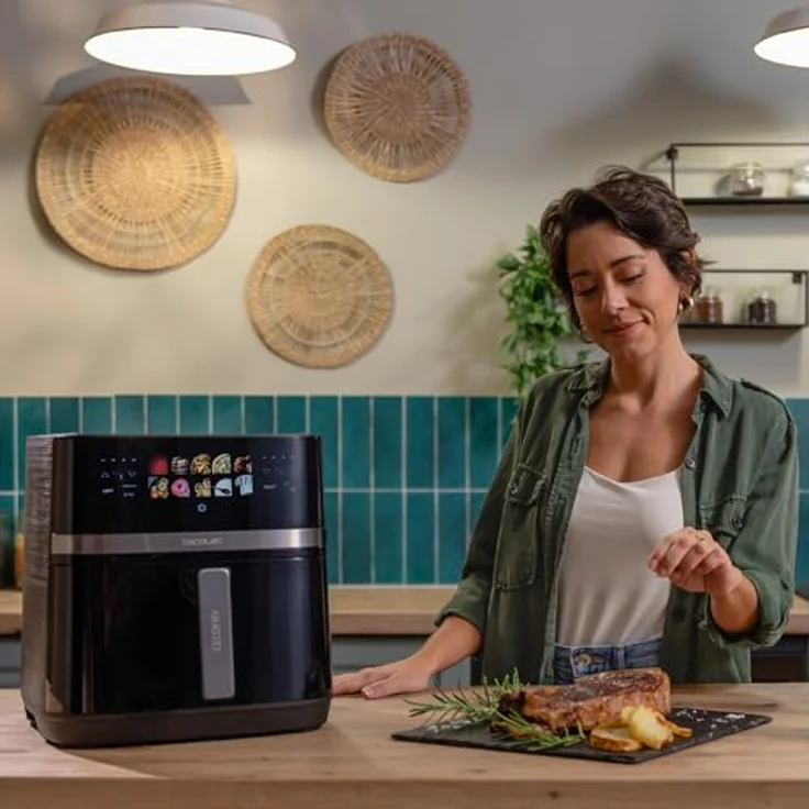 Cecotec Cecofry&Grill Duoheat 8000, Heißluftfritteuse 8L mit digitaler Temperaturregelung 80-200°C, 2200W, Doppelte Heizelemente, Sichtfenster, 8 Menüs – Bild 3