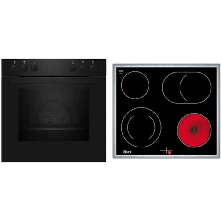 NEFF EX1B0, Herd-Set mit E1DCA0AK3 Einbauherd (60 x 60 cm) mit CircoTherm und M16SRF0L0 Elektrokochfeld mit Bräterzone, Edelstahlrahmen – Bild 1