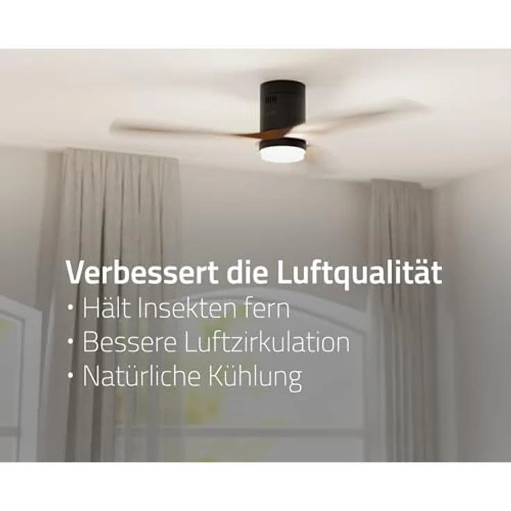 Hombli Deckenventilator mit Licht, sechs Geschwindigkeiten, RGB-LED-Beleuchtung, Schwarz – Bild 3