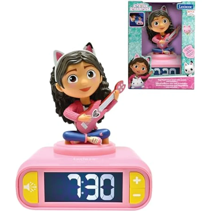 Lexibook Lexibook-RL800GDH, Nachtlicht-Wecker Gabby's Dollhouse, LCD-Bildschirm, 6 Sounds und Melodien, Snooze-Funktion, rosa – Bild 1