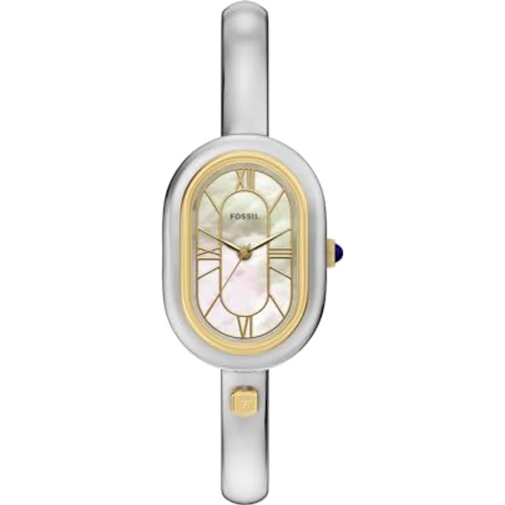 Fossil Sloan Damenuhr, Quarz-Dreizeigerwerk mit silberfarbenem Edelstahlarmband und Perlmuttzifferblatt, 24 mm – Bild 1