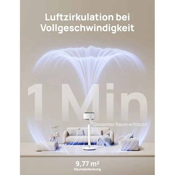 Dreo Smart Standventilator, 120°+120° Oszillierend mit RGB Light, Fernbedienung, 20dB Leiser Bodenventilator, 90ft Reichweite, 8H Timer, Weiß – Bild 4
