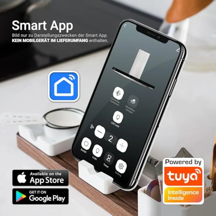 KKT KOLBE FLAT9006ED Dunstabzugshaube 90 cm, Wandhaube, Edelstahl mit schwarzem Glas, WLAN, Nachlaufautomatik, SensorTouch Bedienung, Energieeffizienzklasse A++ – Bild 2