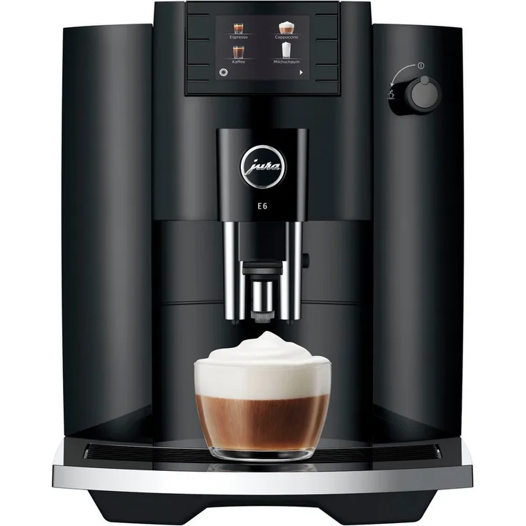 JURA Kaffeevollautomat 15802 E6 Full Black, Cappuccino- und Schwarzkaffee-Spezialitäten mit Professional Aroma Grinder und Farbdisplay