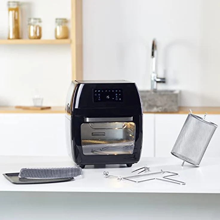 Black + Decker BXAFO1200E Heißluftfritteuse, ohne Öl, 1700 Watt, bis 200 °C, 12 Liter, Schwarz – Bild 6