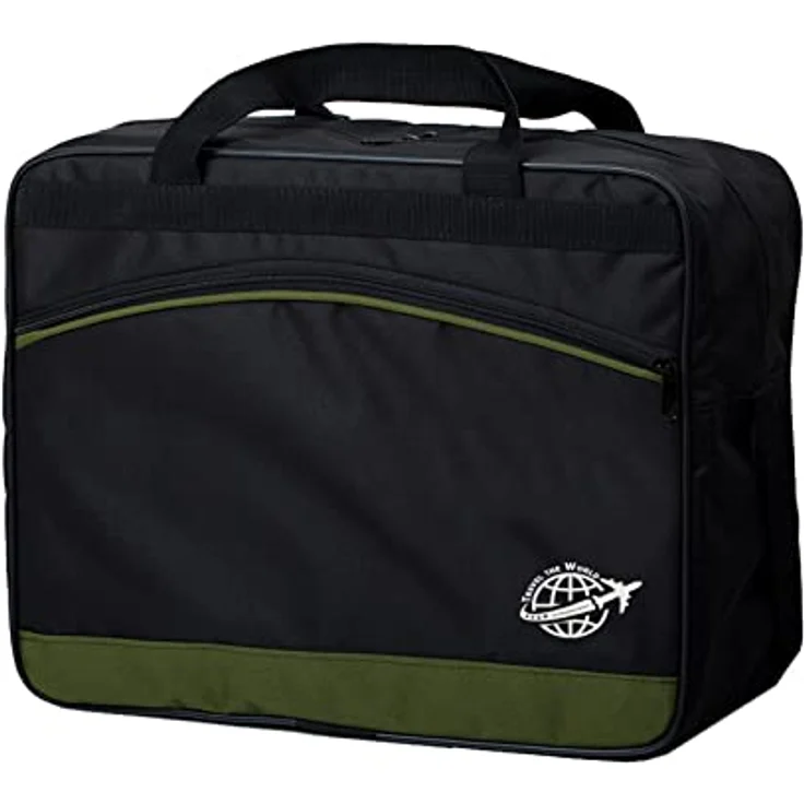 BAMBINIWELT Reisetasche HANDGEPÄCK Boardgepäck Bordcase 40x20x25 40x30x20 Ryanair Wizzair (groß (40x30x20), schwarz-Olive) – Bild 1