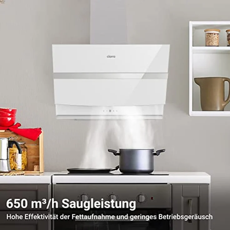 CIARRA CBCW6736N A + + Kopffreie Dunstabzugshaube Schräghaube 60cm 650m³/h TouchControl Dimmbar LED-Beleuchtung mit CBCF003 Aktivkohlefilter – Bild 2