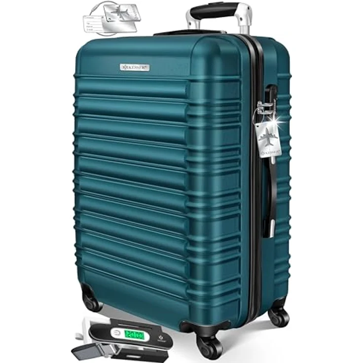 KESSER® Reisekoffer 120L, Hartschalenkoffer mit Kofferwaage, Zahlenschloss und 4 Rollen, Petrolgrün, 75x50x32cm – Bild 1