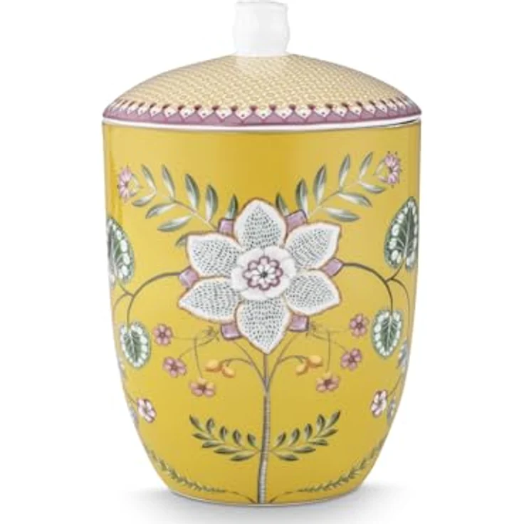 PIP STUDIO Lily&Lotus Yellow Aufbewahrungsdose, 1,5l Porzellan mit klassischem Muster – Bild 2