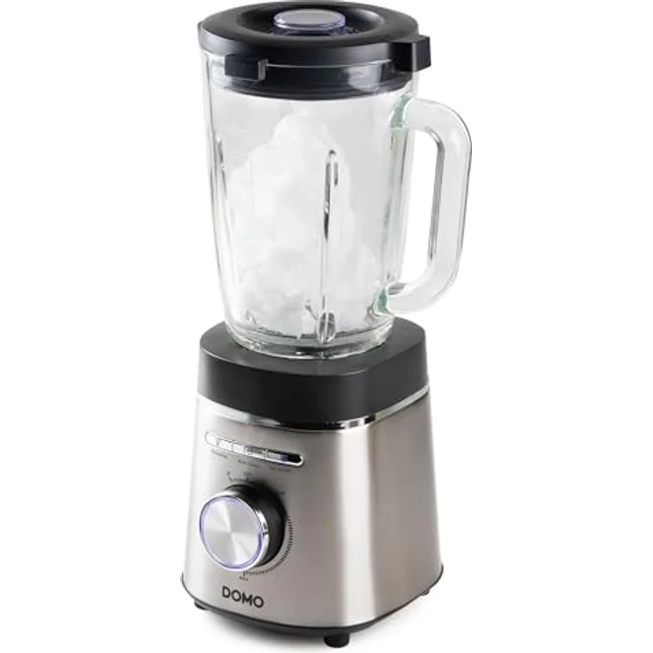 DOMO DO740BL Standmixer mit 1,75 L Glasbehälter, Edelstahl, 3 Modi (Smoothie, Autoclean, Crush), 4 Leistungsstufen, 1400 W, Silber/Schwarz – Bild 3