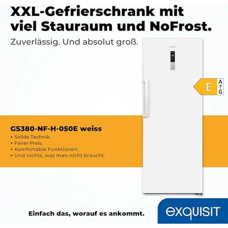 Exquisit GS380-NF-H-050E Gefrierschrank, freistehend, weiß, Energieklasse E – Bild 3