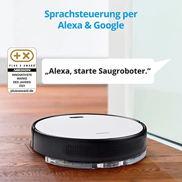 Medion S30 SW Saugroboter, 140 min Akkubetrieb, schwarz-weiß – Bild 3